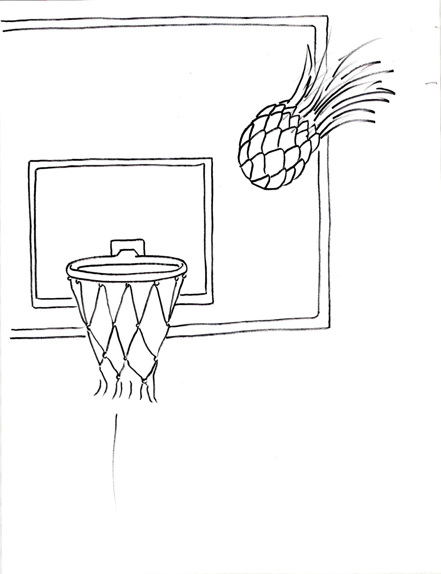 Ananas, dessin encadré 65 x 50cm