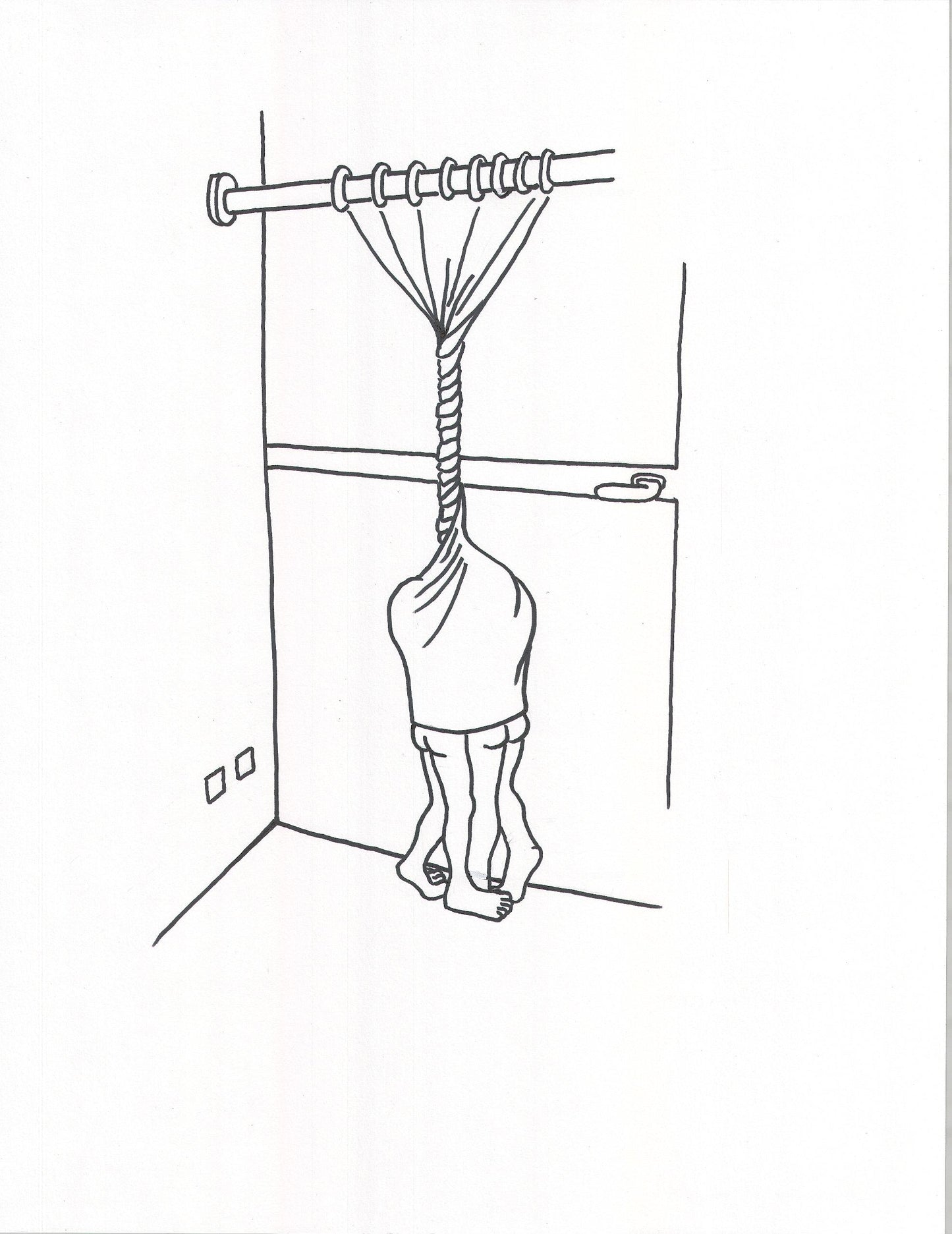 Billy & Alfred sous un rideau, dessin encadré 65 x 50cm