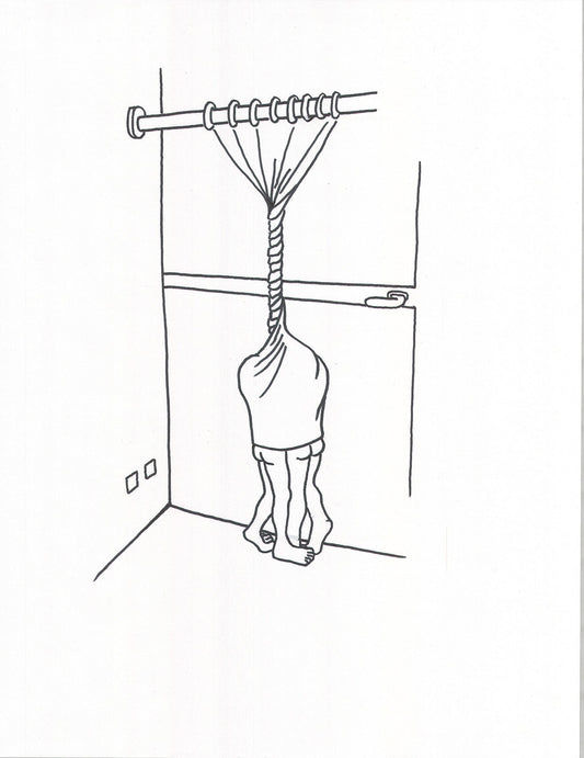 Billy & Alfred sous un rideau, dessin encadré 65 x 50cm