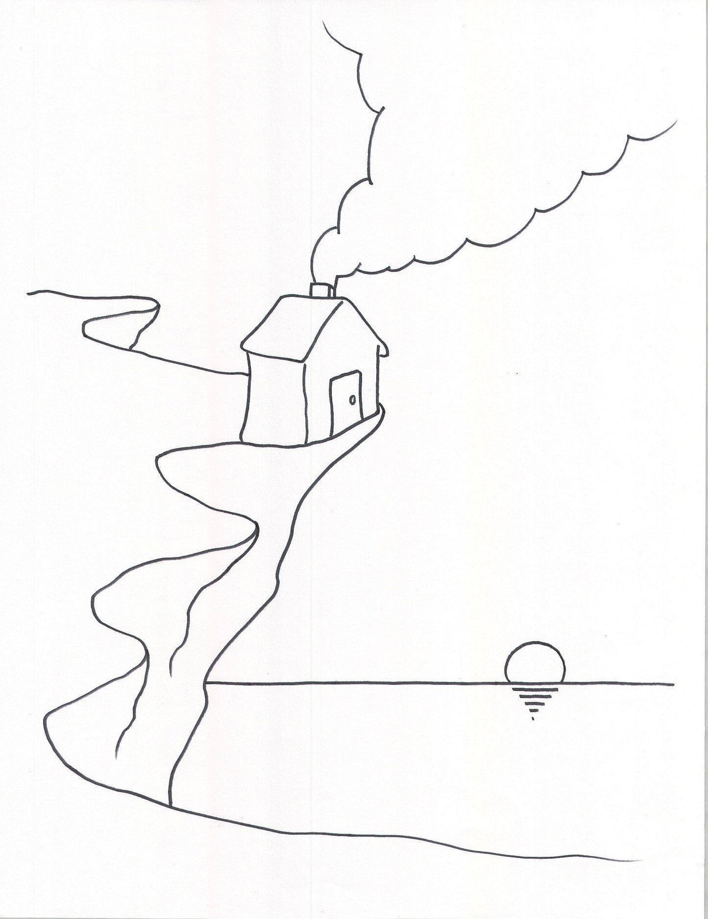 Falaise, dessin encadré 65 x 50cm