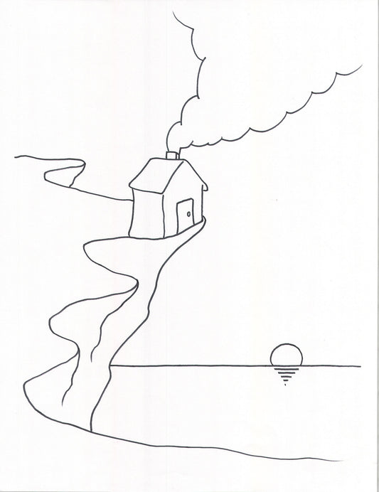 Falaise, dessin encadré 65 x 50cm