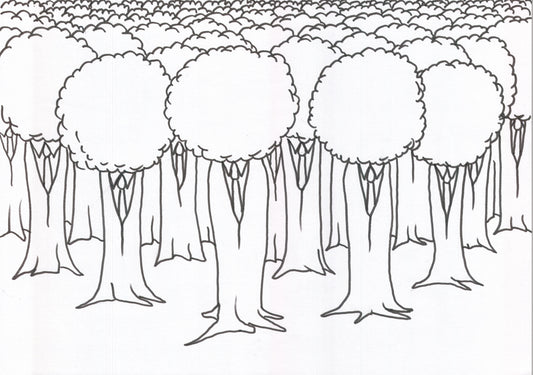Les arbres costumés, dessin encadré 29,7 x 42cm