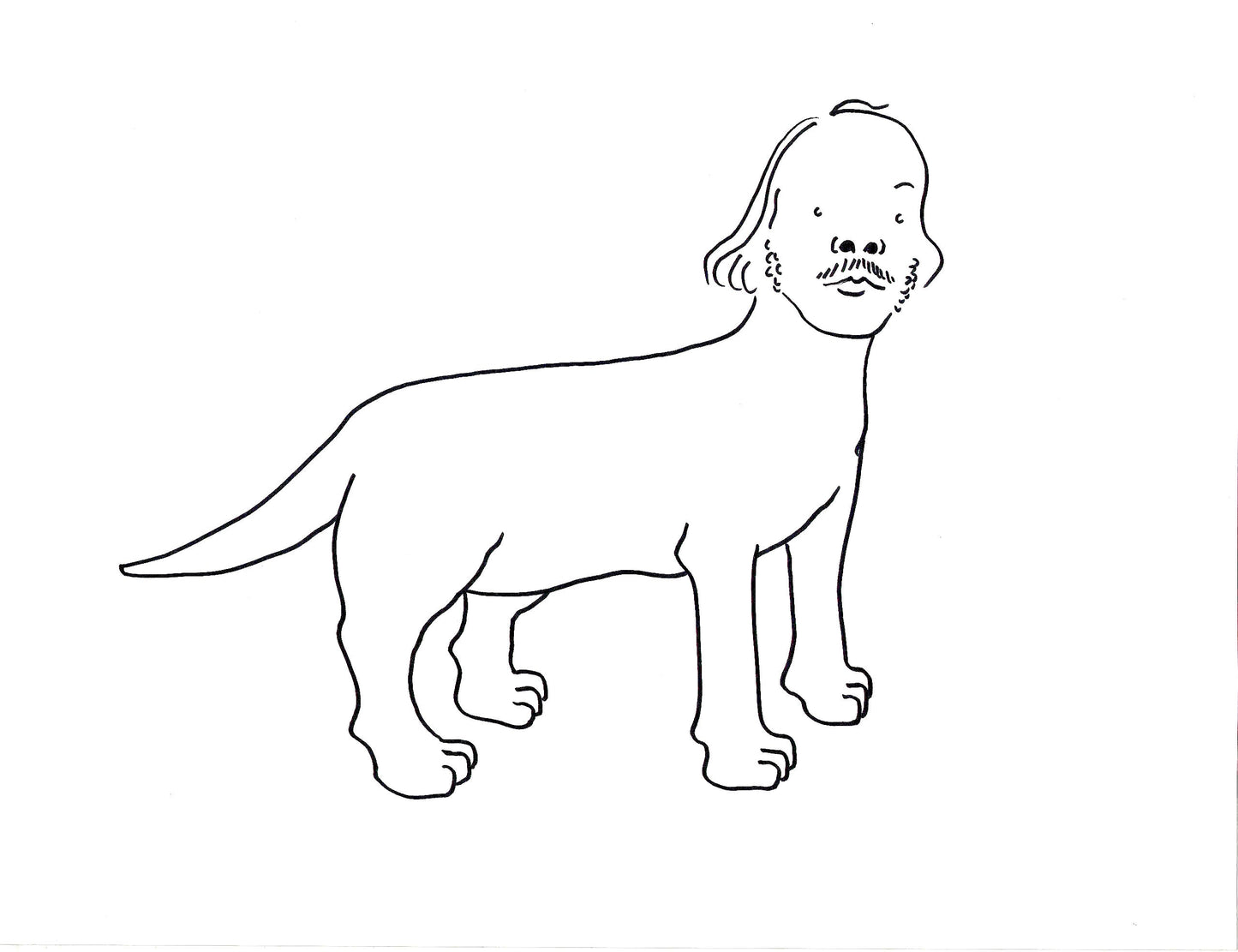 Moi en chien, dessin encadré 65 x 50cm