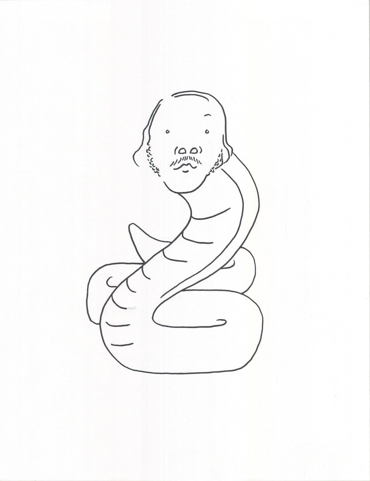 Moi en serpent, dessin encadré 65 x 50cm
