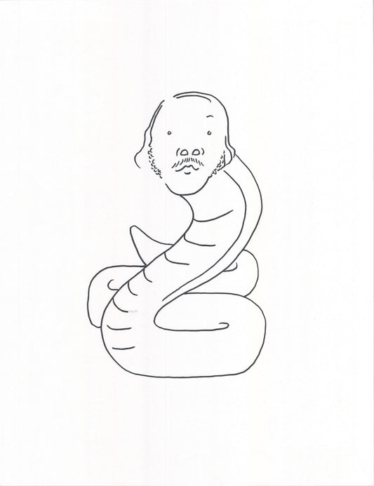 Moi en serpent, dessin encadré 65 x 50cm