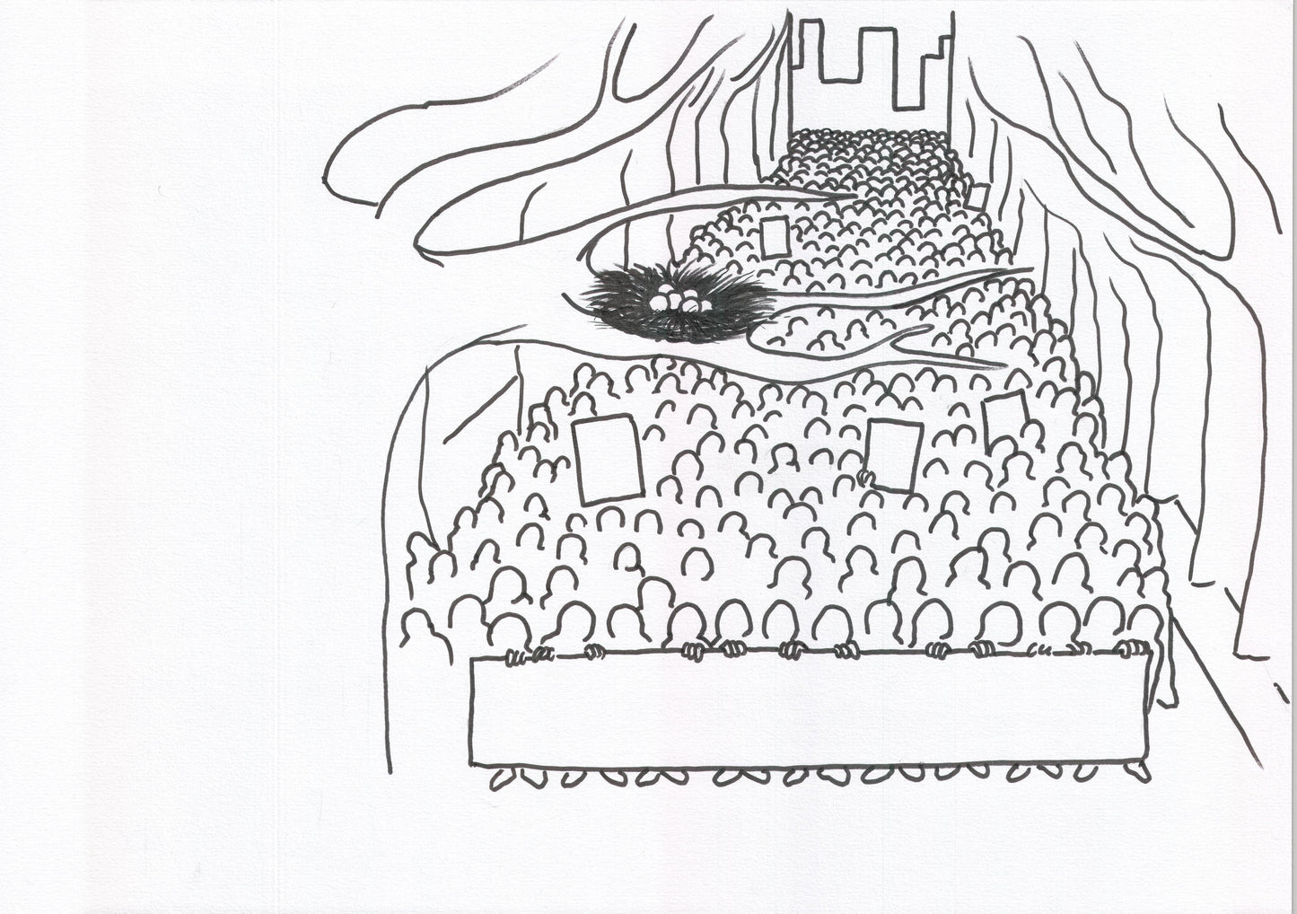 Nid, dessin encadré 29,7 x 42cm