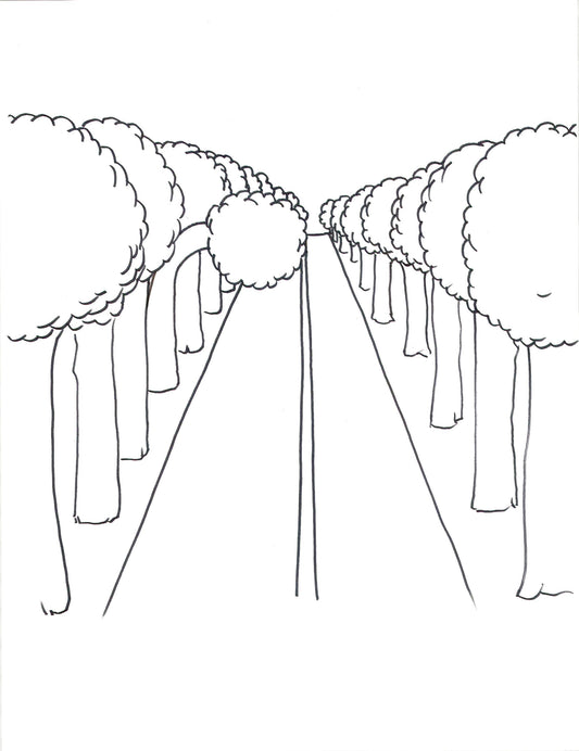 Penché 1, dessin encadré 65 x 50cm