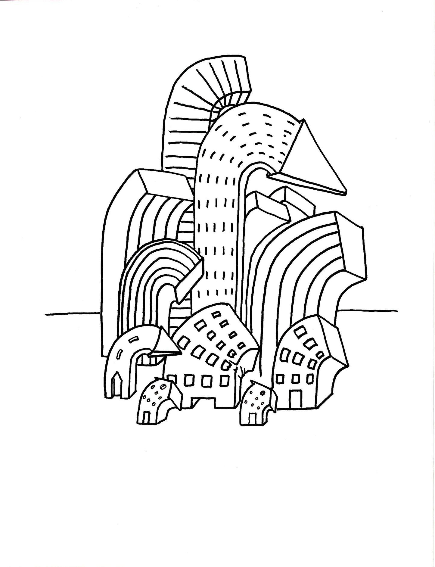 Penché 2, dessin encadré 65 x 50cm