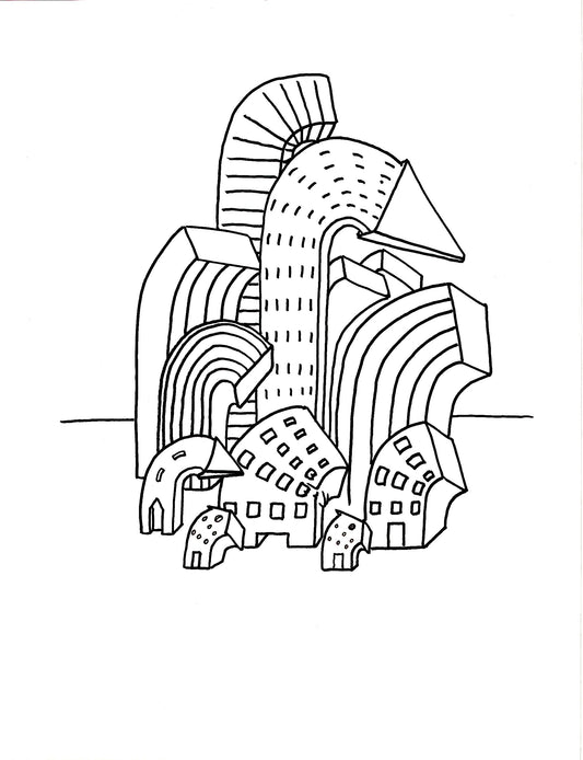 Penché 2, dessin encadré 65 x 50cm