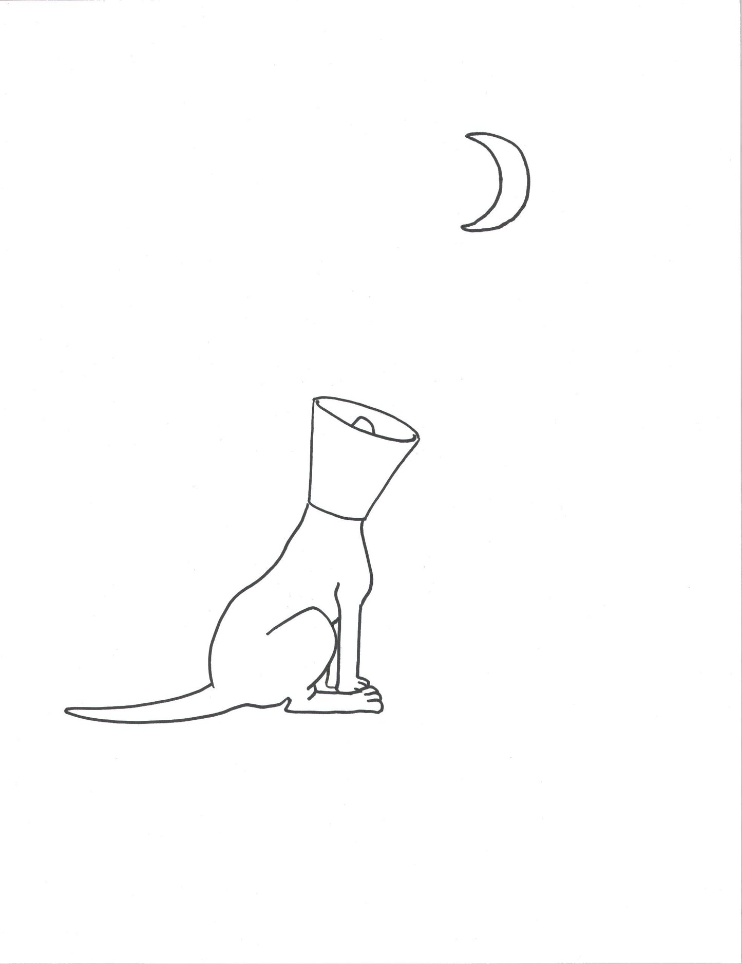 Quart de lune, dessin encadré 65 x 50cm