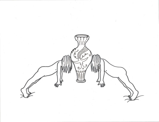 Vase impérial, dessin encadré 65 x 50cm