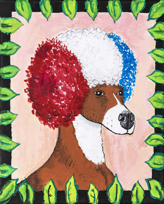 Zouzou et la France, 2022, peinture à la gouache, encadrée 27 x 22 cm