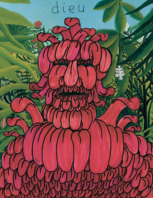 Dieu langue, 2022, peinture à la gouache, encadrée 80 x 60 cm