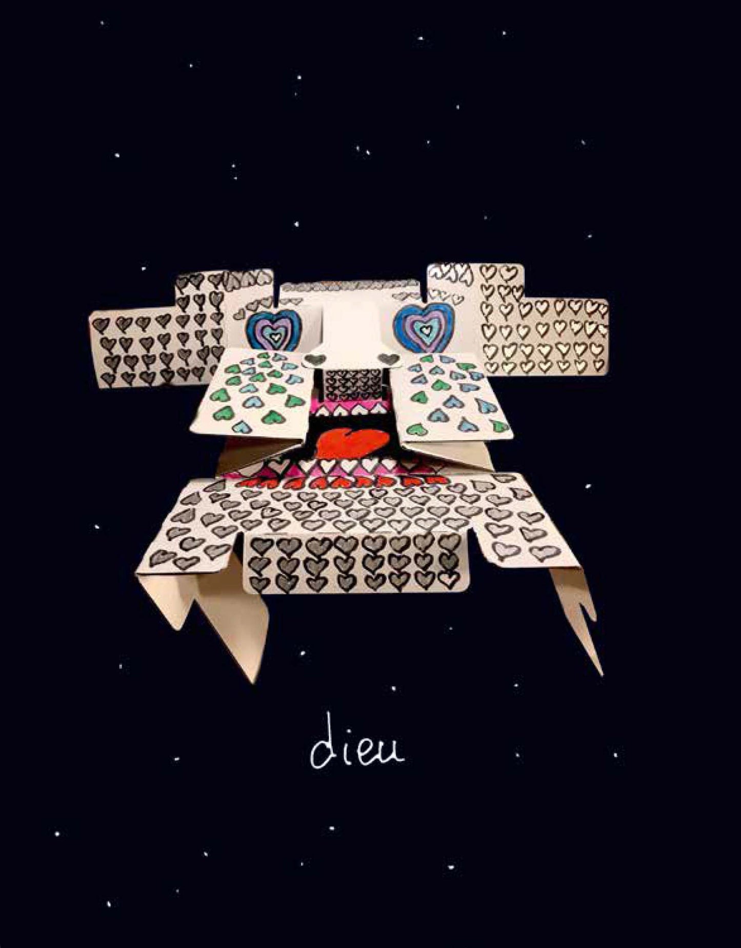 Dieu, 2022, peinture sur carton, encadré 40 x 25 cm