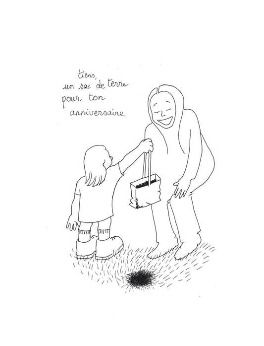 Sac de terre, 2021, dessin encadré 29,7 x 21 cm