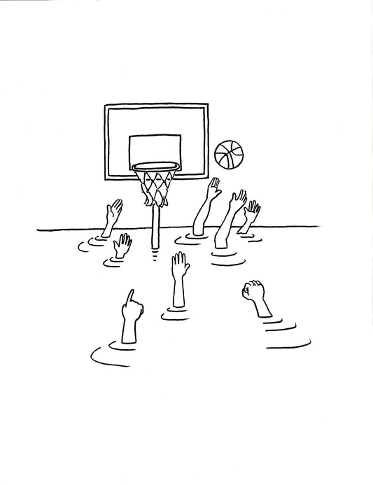 Basket, dessin encadré 65 x 50cm